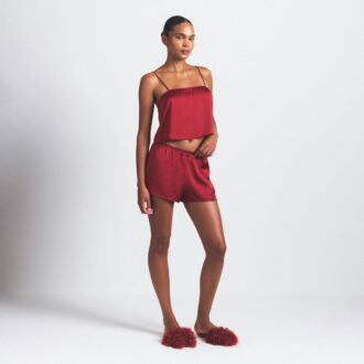 WOVEN SHINE CAMI AND SHORT SLEEP SET